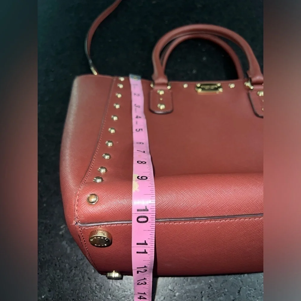 MICHAEL KORS Large Selma BROWN WINE RED colored Studded Saffiano Bag